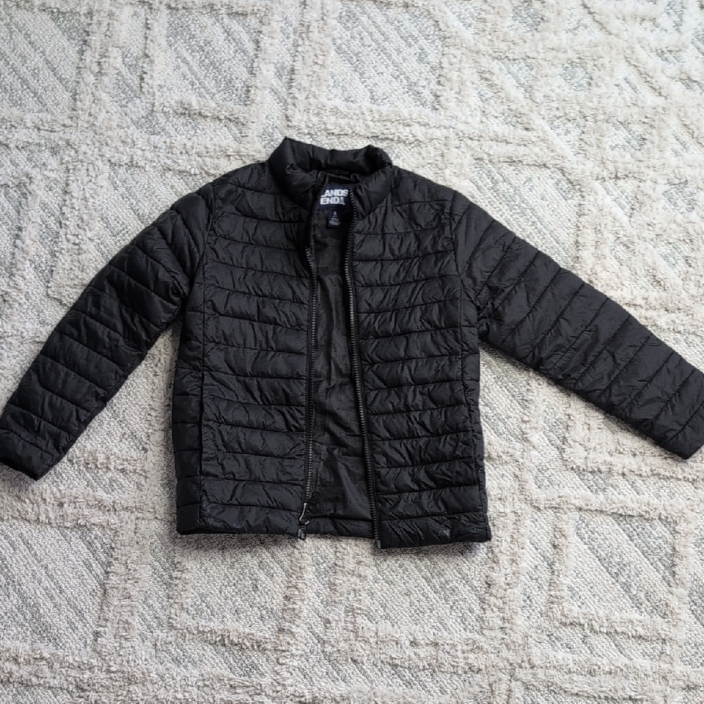 Lands' End Kids Black Lightweight Quilted Puffer Jacket